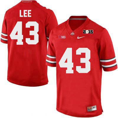 Men's NCAA Ohio State Buckeyes Darron Lee #43 College Stitched 2015 Patch Authentic Nike Red Football Jersey AE20L62CJ